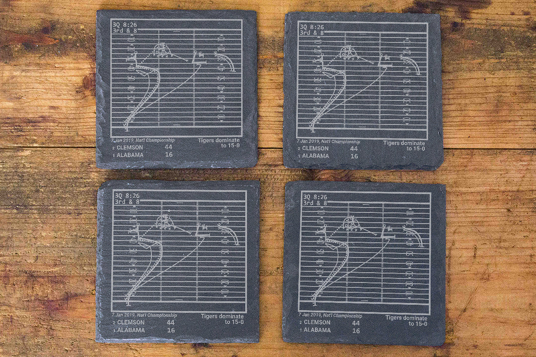 <b>2019 Champions</b> Clemson Football Plays: Slate Coasters (Set of 4)