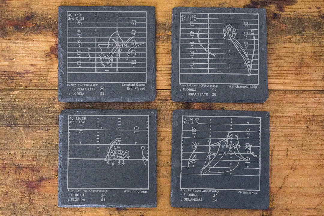 Greatest Florida Football Plays: Slate Coasters (Set of 4)