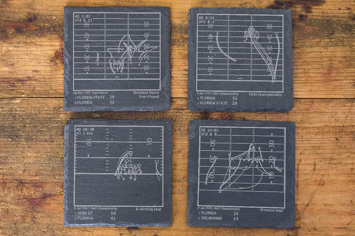 Greatest Florida Football Plays: Slate Coasters (Set of 4)