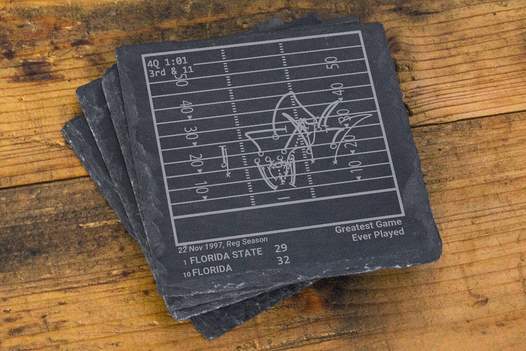 Greatest Florida Football Plays: Slate Coasters (Set of 4)