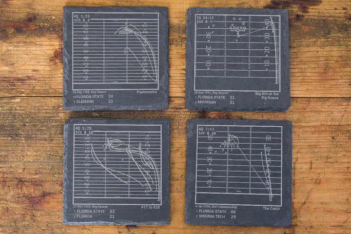 Greatest Florida State Football Plays: Slate Coasters (Set of 4)