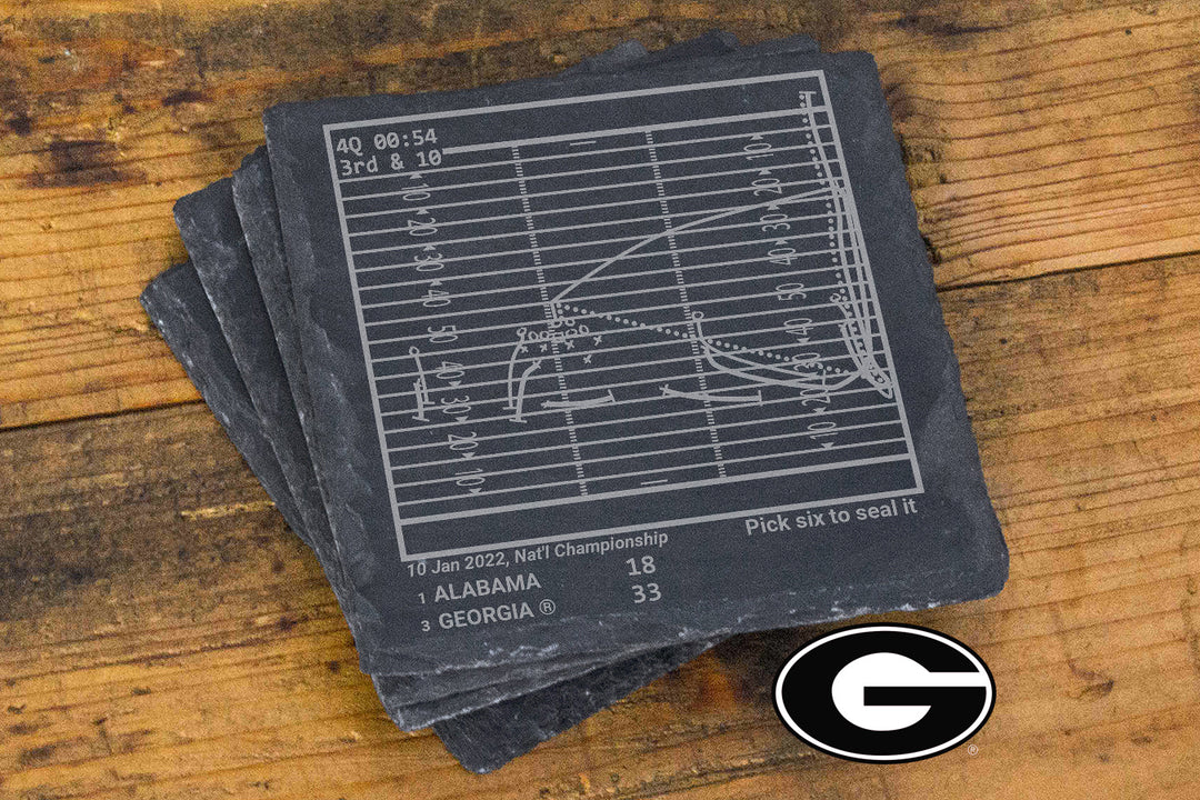 <b>2022 Champions</b> Georgia Football Plays: Slate Coasters (Set of 4)