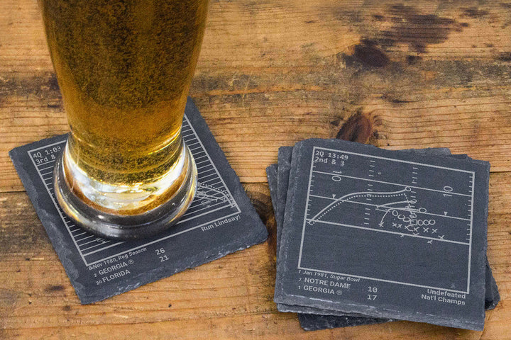 Greatest Georgia Football Plays: Slate Coasters (Set of 4)