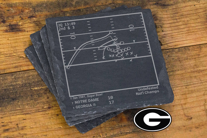 Greatest Georgia Football Plays: Slate Coasters (Set of 4)