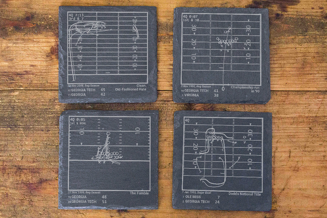 Greatest Georgia Tech Football Plays: Slate Coasters (Set of 4)