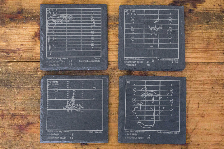 Greatest Georgia Tech Football Plays: Slate Coasters (Set of 4)