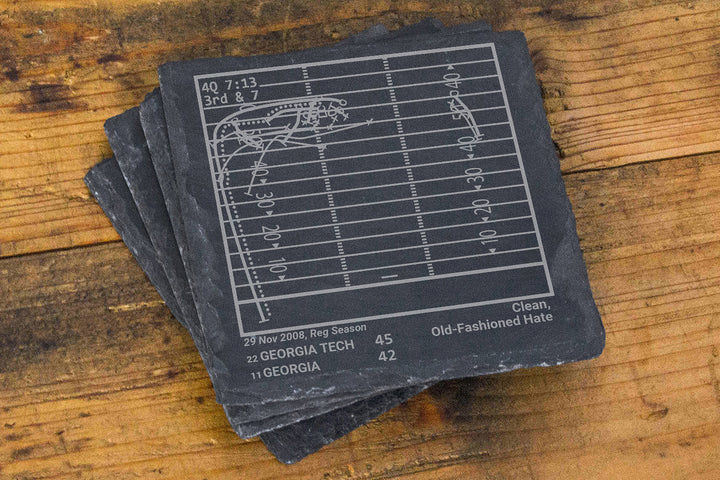 Greatest Georgia Tech Football Plays: Slate Coasters (Set of 4)