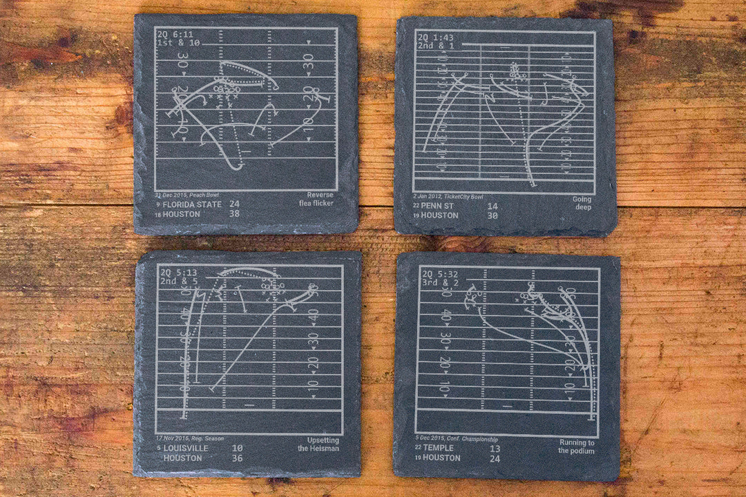 Houston Football Greatest Plays: Slate Coasters (Set of 4)