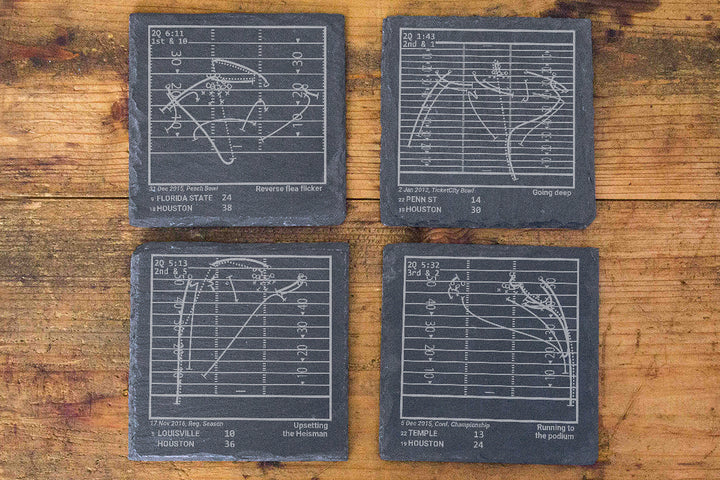 Greatest Houston Football Plays: Slate Coasters (Set of 4)