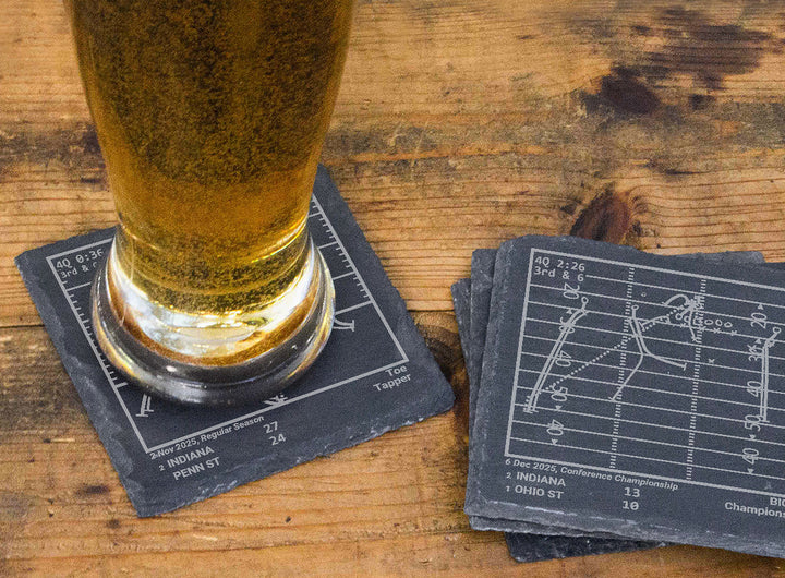 Indiana Football Greatest Plays: Slate Coasters (Set of 4)