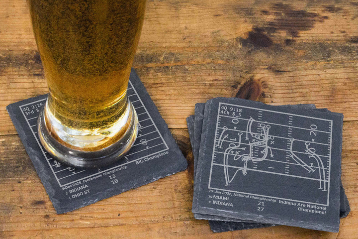 Greatest Indiana Football Plays: Slate Coasters (Set of 4)