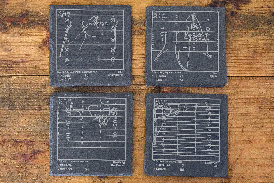 Indiana Football Greatest Plays: Slate Coasters (Set of 4)