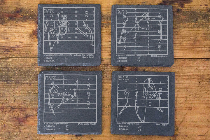 Greatest Indiana Football Plays: Slate Coasters (Set of 4)