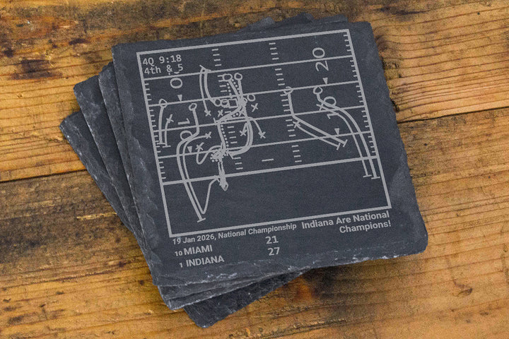 Greatest Indiana Football Plays: Slate Coasters (Set of 4)