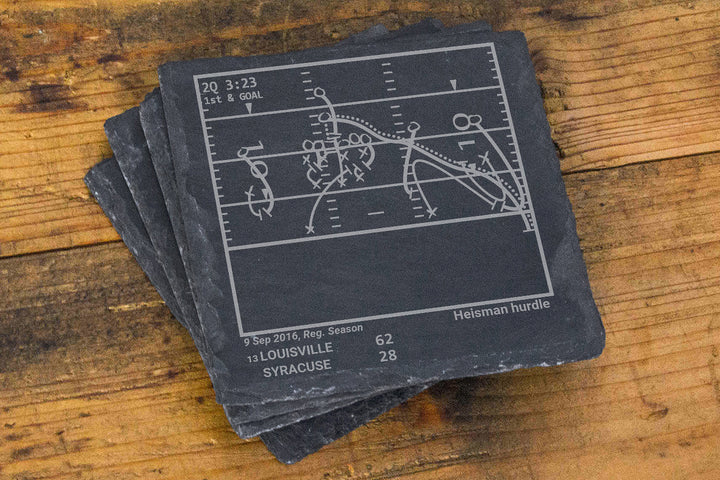 Greatest Louisville Football Plays: Slate Coasters (Set of 4)