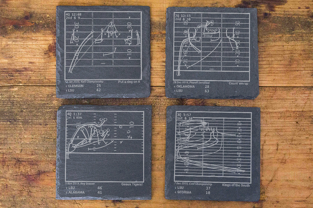 <b>2020 Champions</b> LSU Football Plays: Slate Coasters (Set of 4)