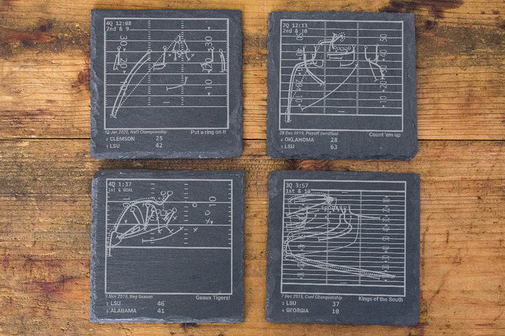 <b>2020 Champions</b> LSU Football Plays: Slate Coasters (Set of 4)