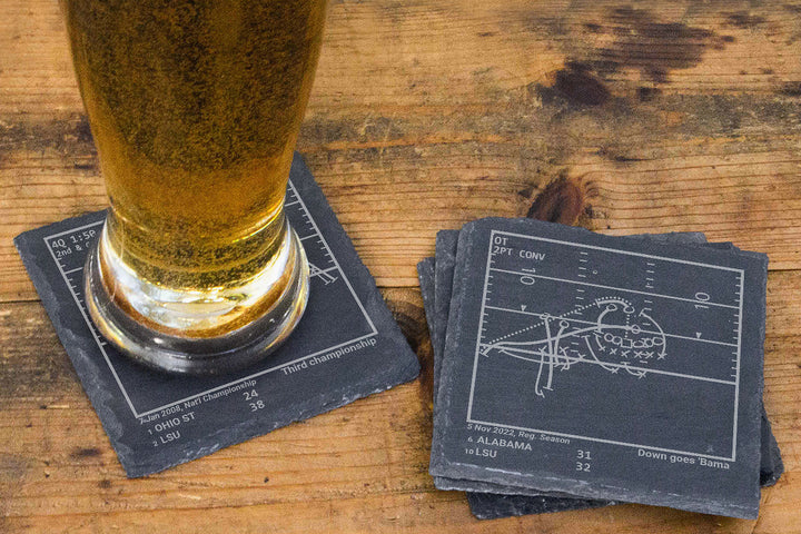 Greatest LSU Football Plays: Slate Coasters (Set of 4)