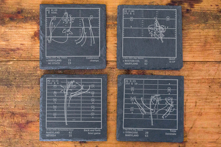 Maryland Football Greatest Plays: Slate Coasters (Set of 4)