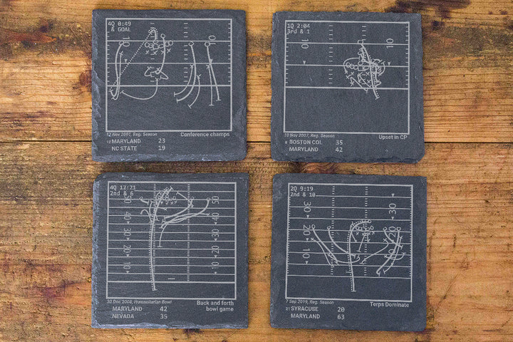 Greatest Maryland Football Plays: Slate Coasters (Set of 4)