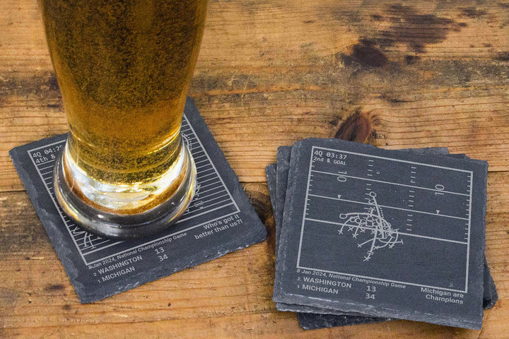 <b>2024 Champions</b> Michigan Football Plays: Slate Coasters (Set of 4)
