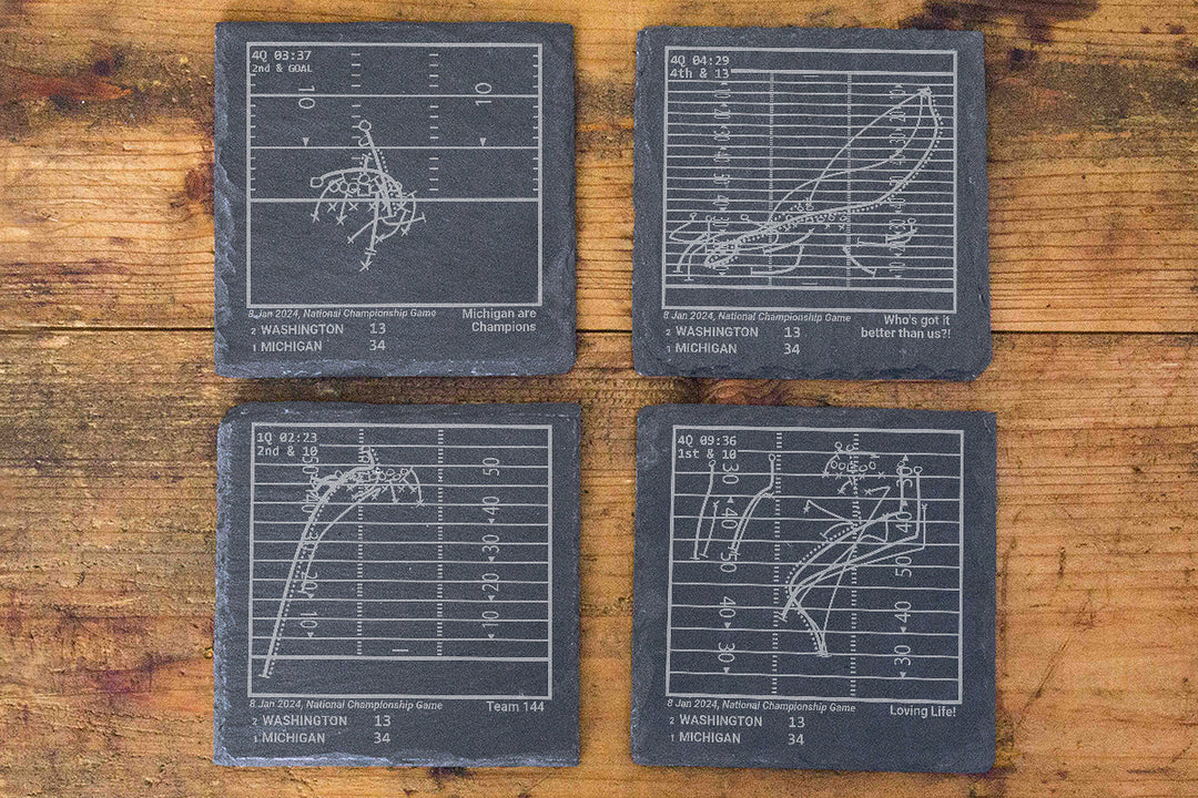 <b>2024 Champions</b> Michigan Football Plays: Slate Coasters (Set of 4)