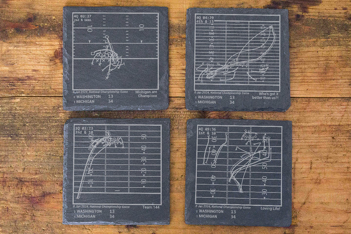 <b>2024 Champions</b> Michigan Football Plays: Slate Coasters (Set of 4)