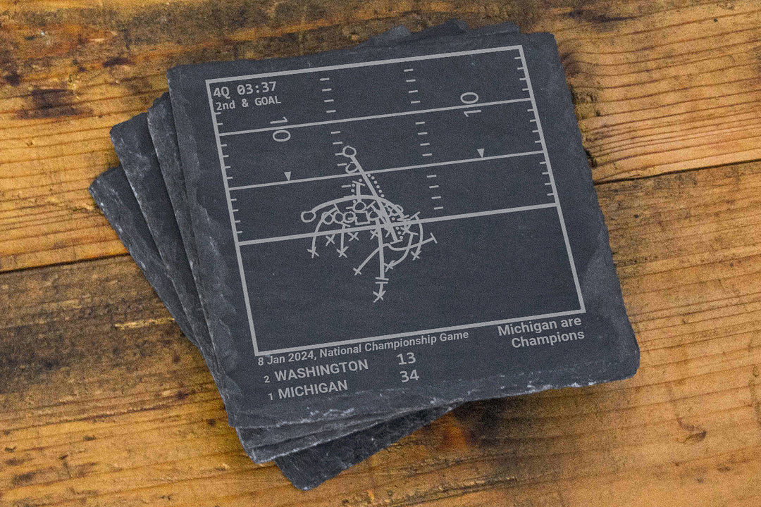 <b>2024 Champions</b> Michigan Football Plays: Slate Coasters (Set of 4)