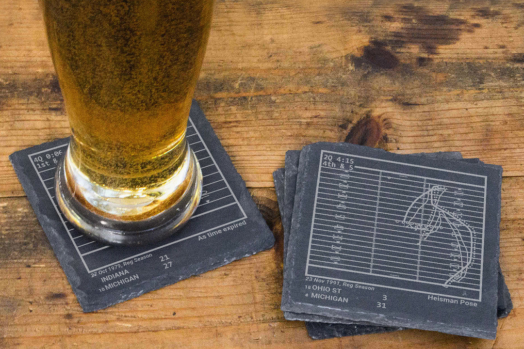 Greatest Michigan Football Plays: Slate Coasters (Set of 4)