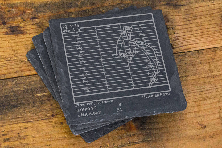 Greatest Michigan Football Plays: Slate Coasters (Set of 4)