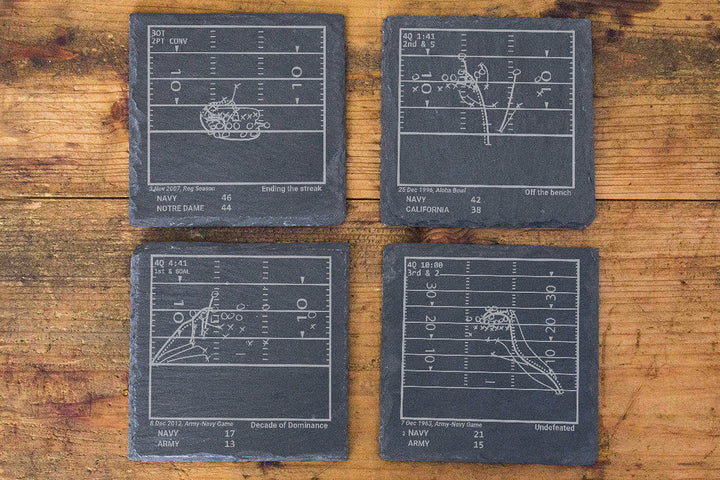 Greatest Navy Football Plays: Slate Coasters (Set of 4)