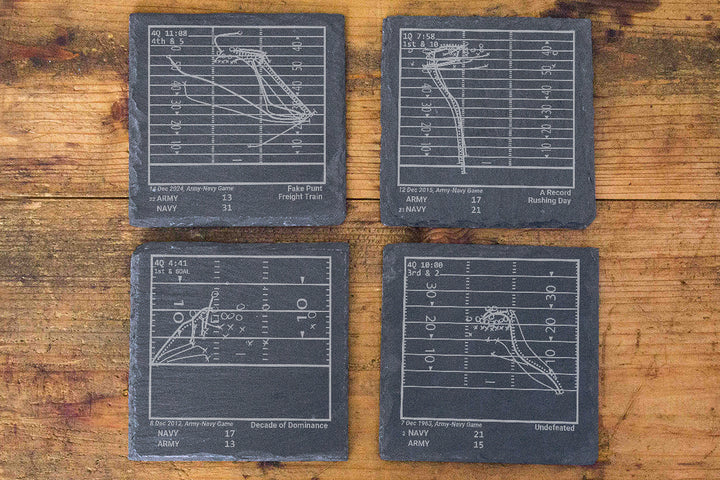 Greatest Navy Football Plays: Slate Coasters (Set of 4)