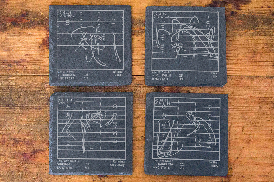 NC State Football Greatest Plays: Slate Coasters (Set of 4)