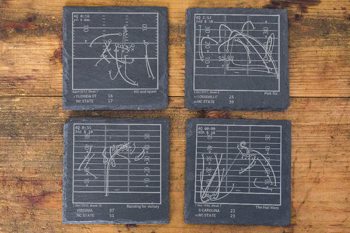 Greatest NC State Football Plays: Slate Coasters (Set of 4)