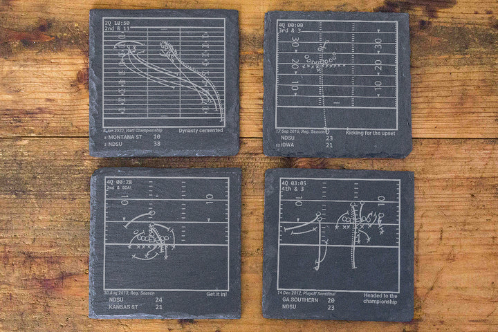 Greatest North Dakota State Football Plays: Slate Coasters (Set of 4)