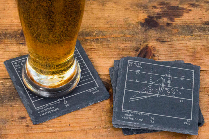 Notre Dame Football Greatest Plays: Slate Coasters (Set of 4)