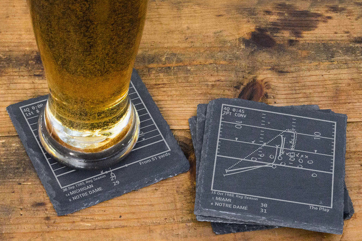 Greatest Notre Dame Football Plays: Slate Coasters (Set of 4)