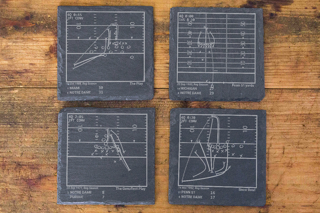 Greatest Notre Dame Football Plays: Slate Coasters (Set of 4)