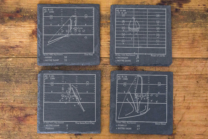 Greatest Notre Dame Football Plays: Slate Coasters (Set of 4)