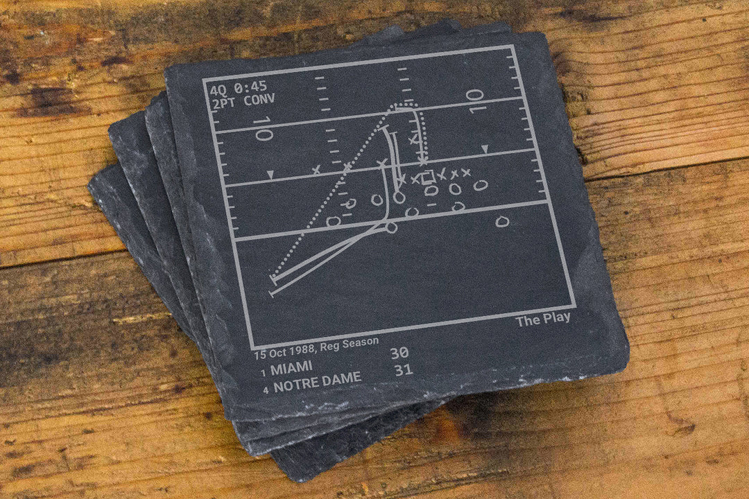 Greatest Notre Dame Football Plays: Slate Coasters (Set of 4)