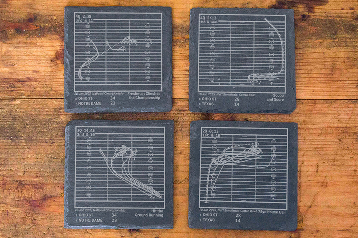 <b>2025 Championship Set </b> | Ohio State Football 2025 Greatest Plays: Slate Coasters (Set of 4)