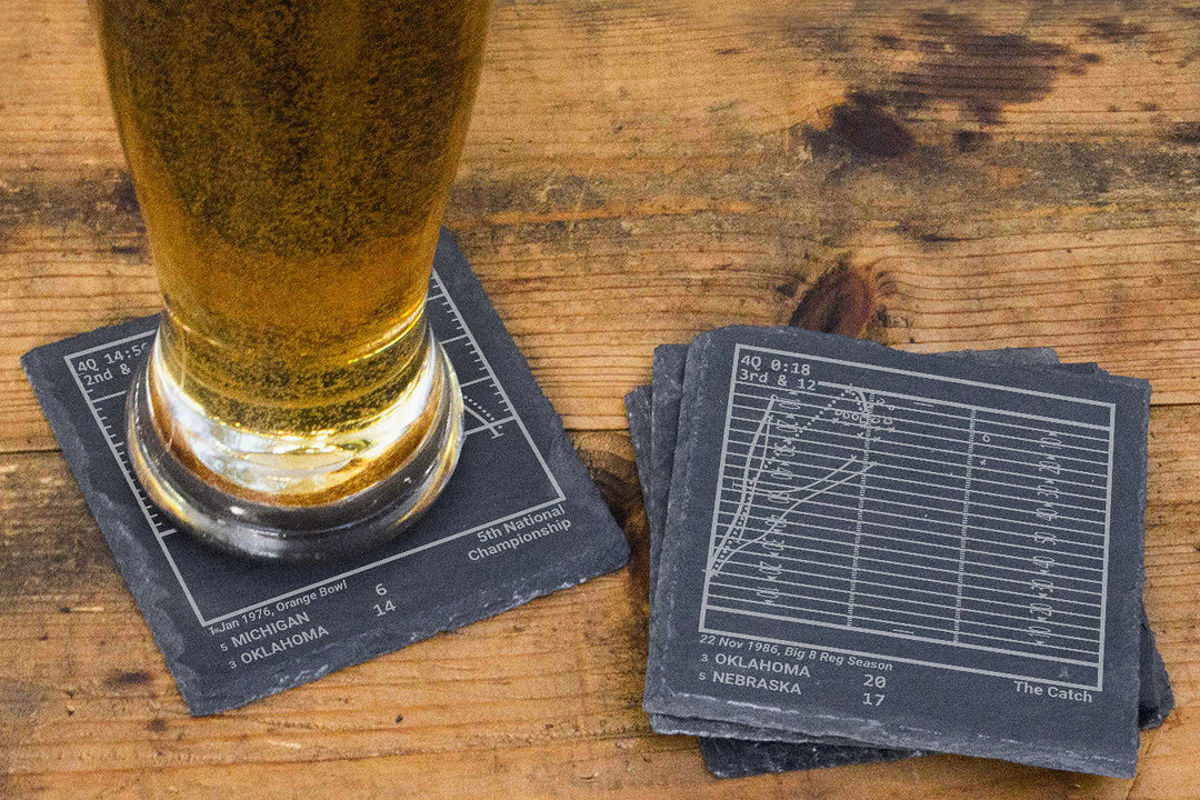 Greatest Oklahoma Football Plays: Slate Coasters (Set of 4)