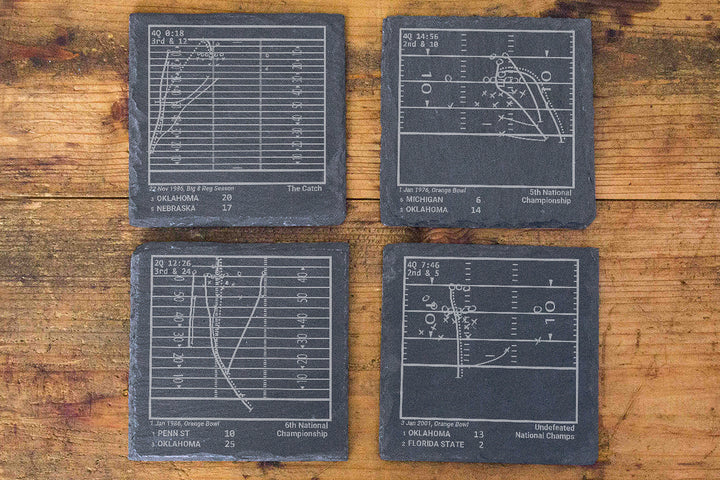 Greatest Oklahoma Football Plays: Slate Coasters (Set of 4)