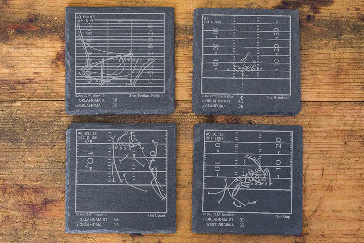 Greatest Oklahoma State Football Plays: Slate Coasters (Set of 4)