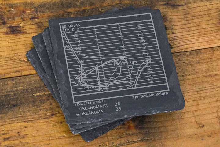 Greatest Oklahoma State Football Plays: Slate Coasters (Set of 4)
