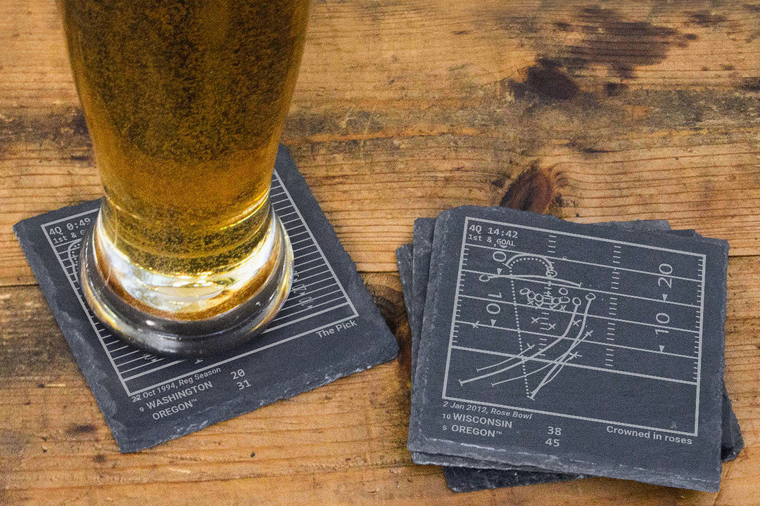 Greatest Oregon Football Plays: Slate Coasters (Set of 4)