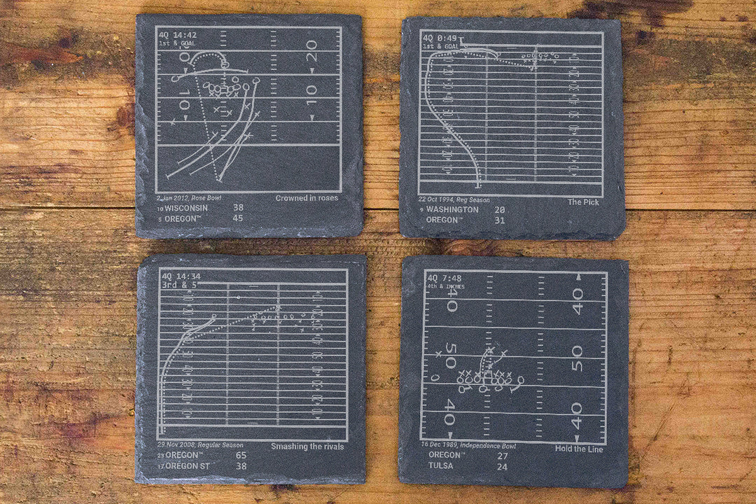 Greatest Oregon Football Plays: Slate Coasters (Set of 4)