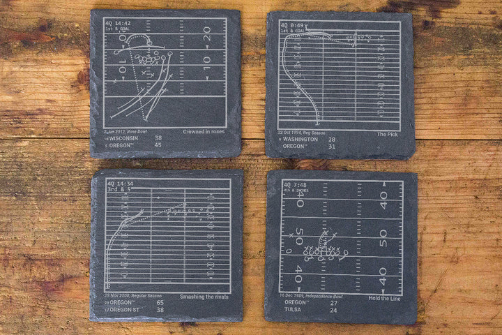 Greatest Oregon Football Plays: Slate Coasters (Set of 4)