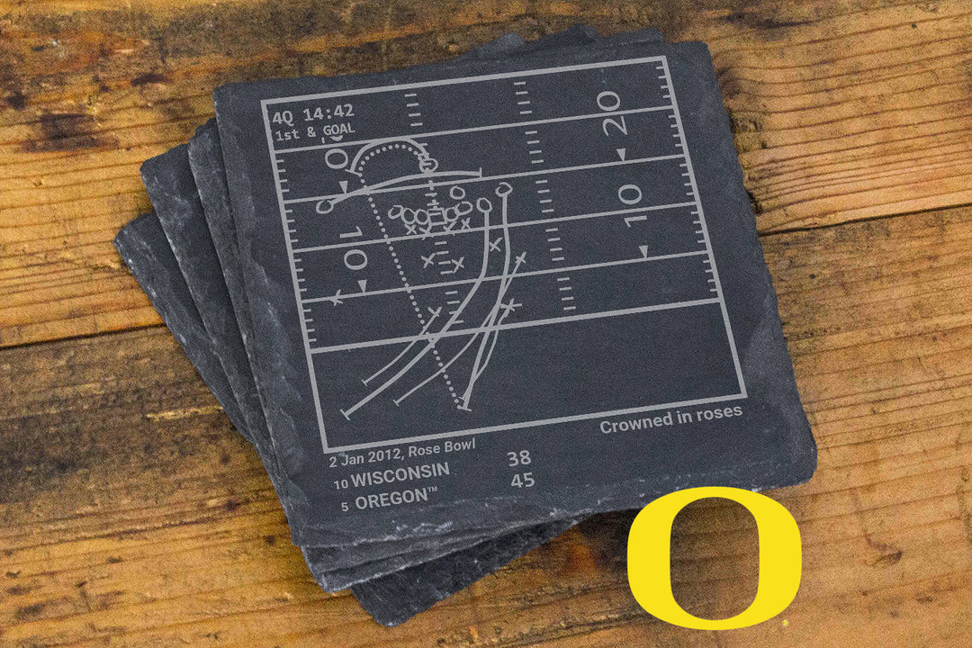 Greatest Oregon Football Plays: Slate Coasters (Set of 4)