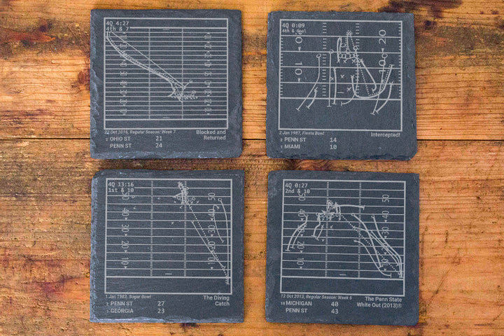 Penn State Football Greatest Plays: Slate Coasters (Set of 4)
